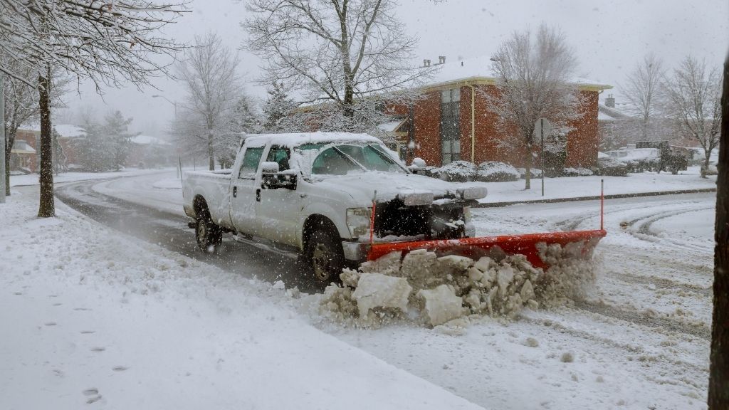 snow plow on truck